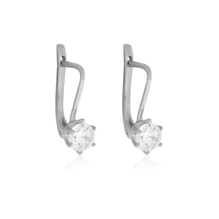 14K White Gold Small White CZ Dangle Earrings