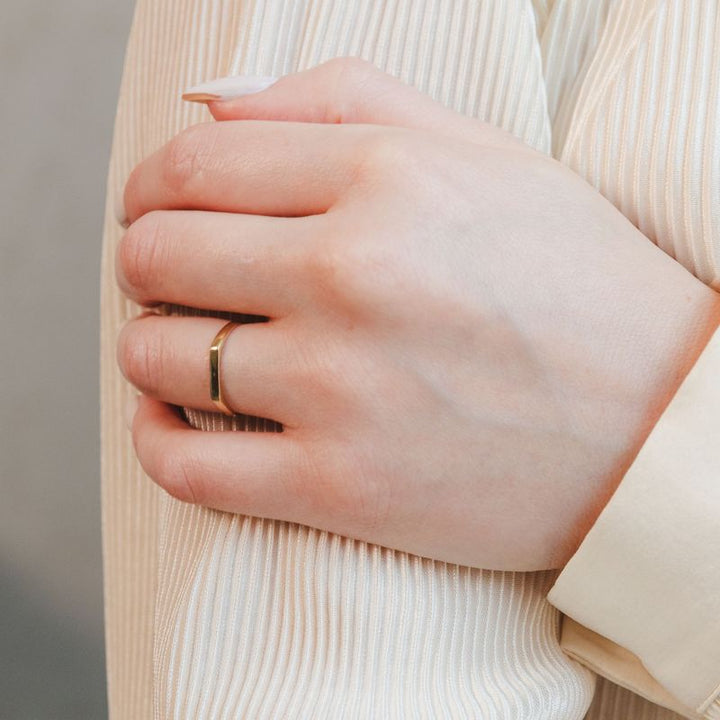 14k Solid Yellow Gold Thin Signet Ring