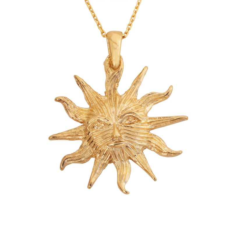 Yellow Gold Plated Sun With Face Pendant