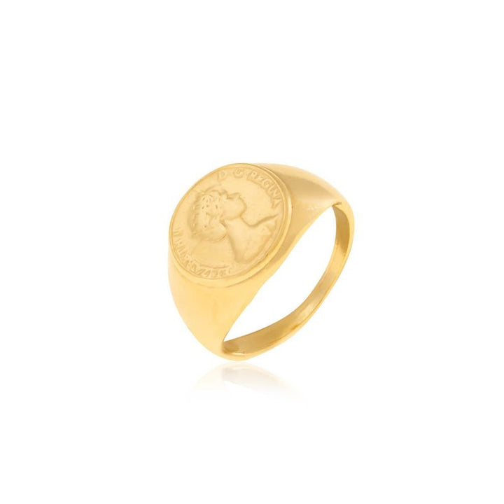 Silver & Gold Plated Round seal ring - little figure