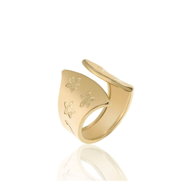 Silver & Gold Plated Flowers thick ring