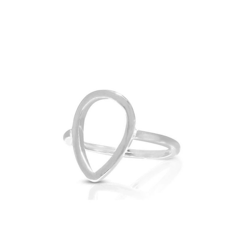 925 White Silver Teardrop Ring