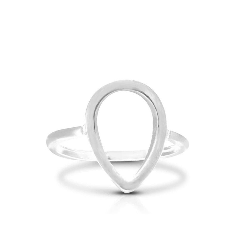 925 White Silver Teardrop Ring