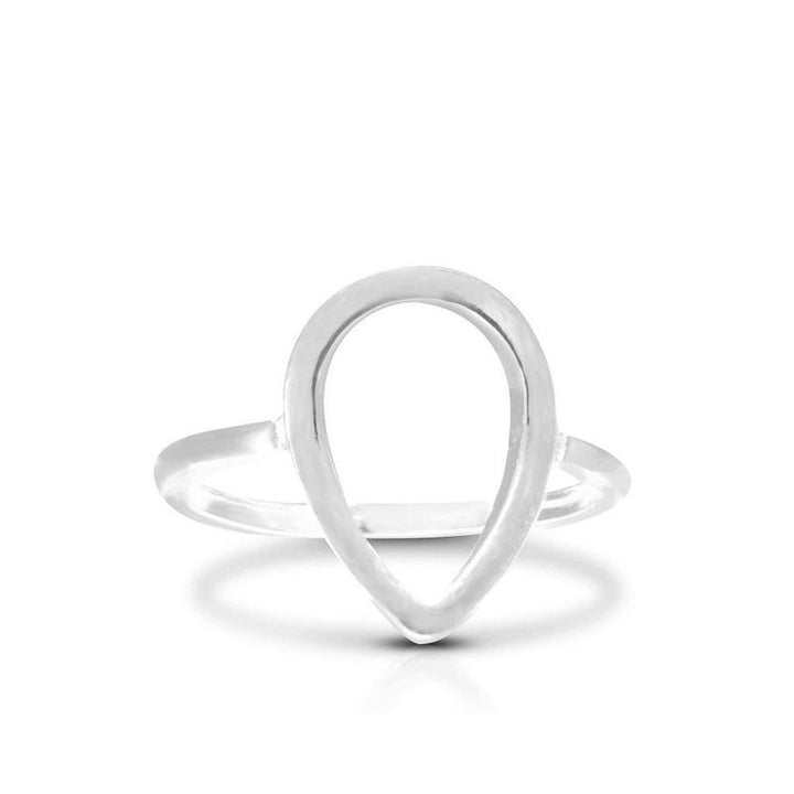 925 White Silver Teardrop Ring