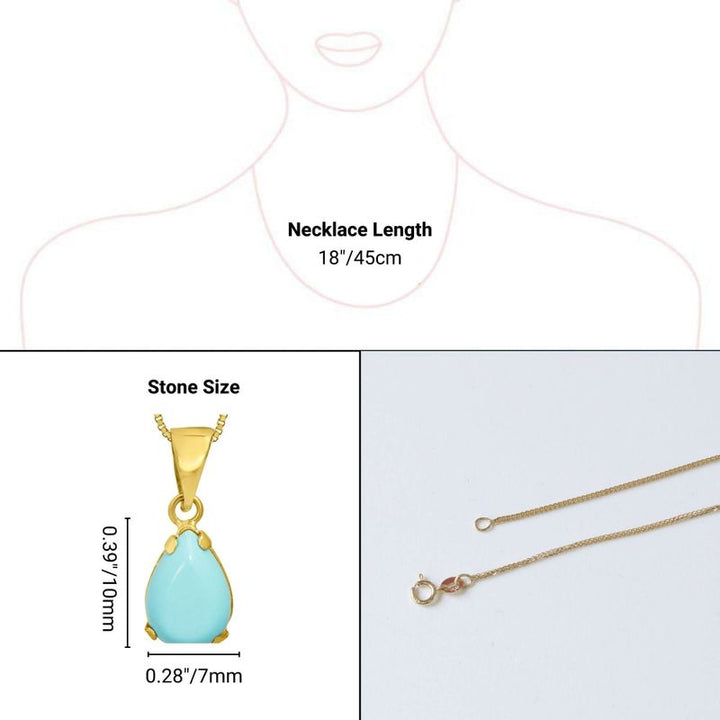 14K Yellow Gold Teardrop Turquoise Vencie Chain 7X10mm Pendant