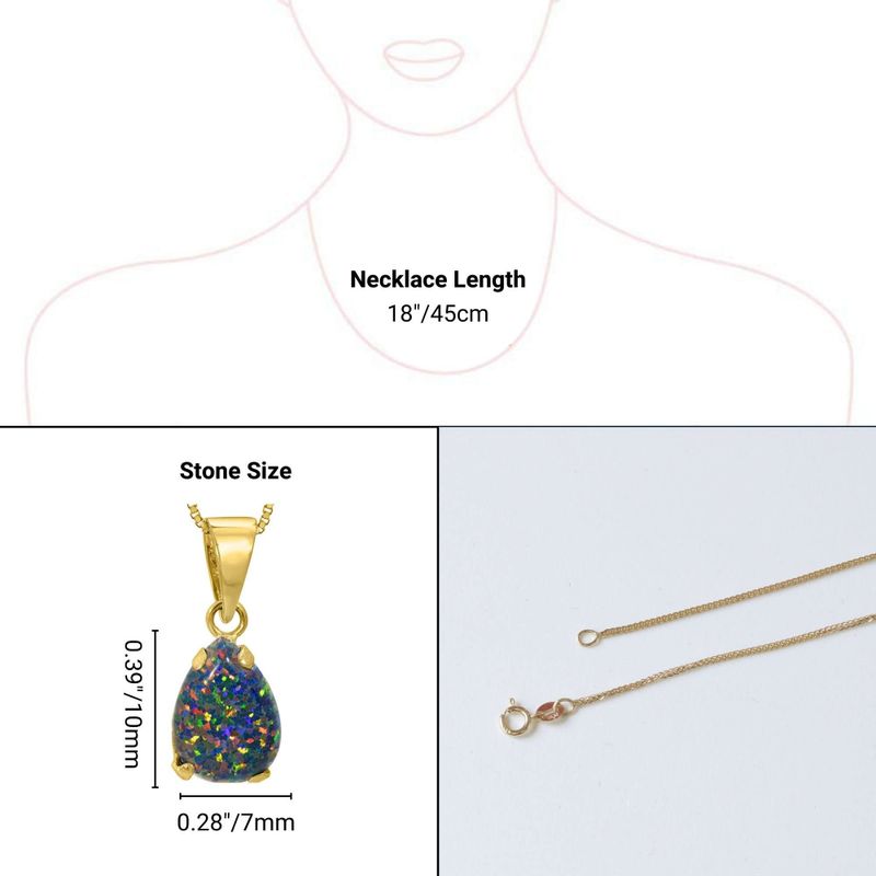 14K Yellow Gold Teardrop Black Opal Vencie Chain 7X10mm Pendant