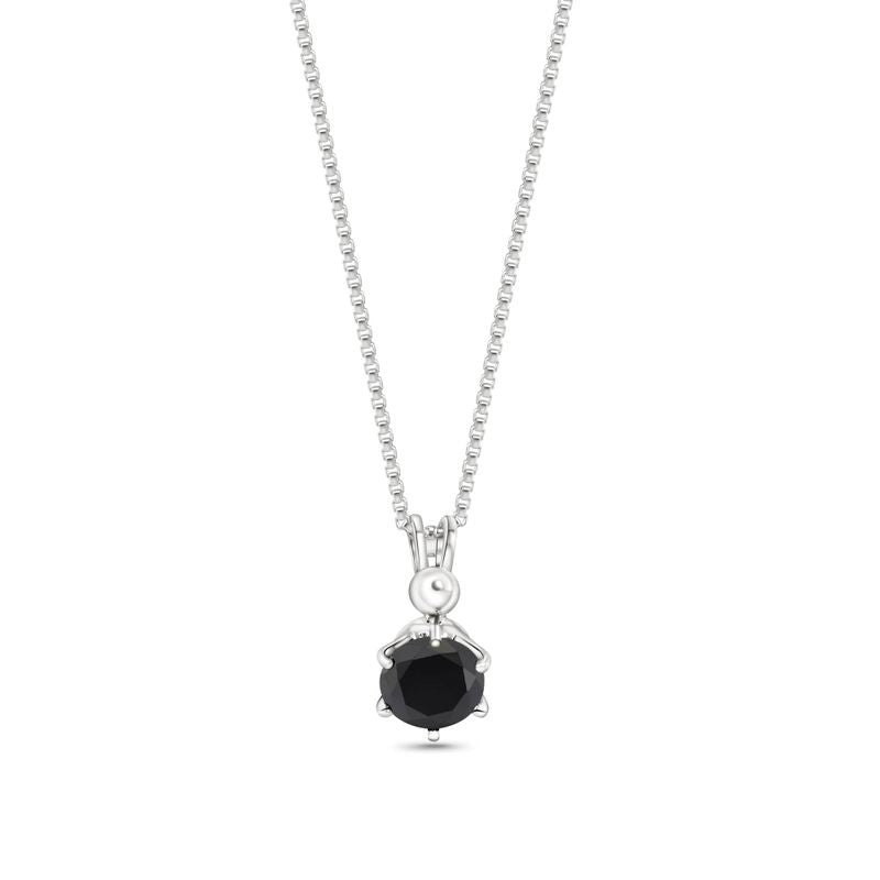 14K Gold Plated Silver Necklace, Black Cz Pendant