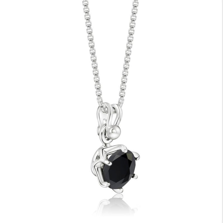 14K Gold Plated Silver Necklace, Black Cz Pendant