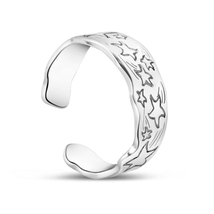 925 Silver Star Ring, Adjustable & Handmade for Women