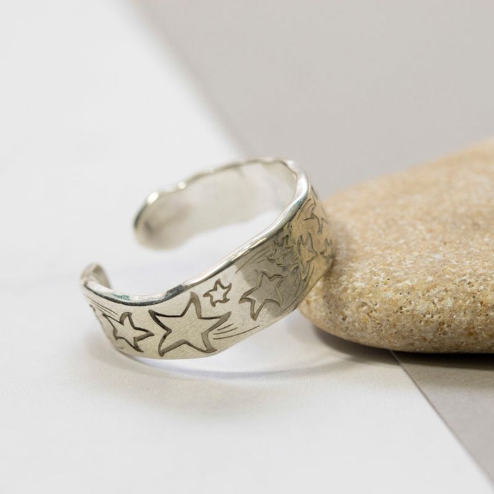 925 Silver Star Ring, Adjustable & Handmade for Women