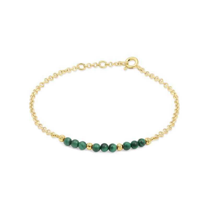 14K Gold Bracelet with Malachite Beads