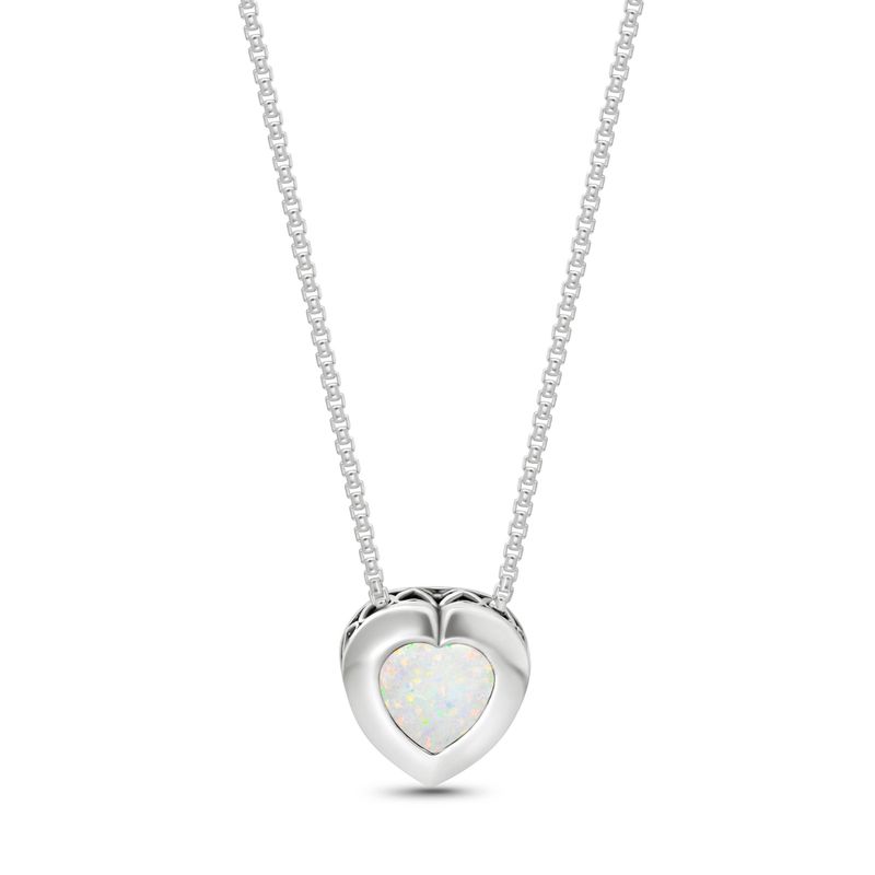 Silver Pendant with 7-Facet White Opal Heart