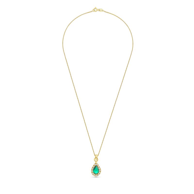 14K Gold Pendant with Green Zircon Drop