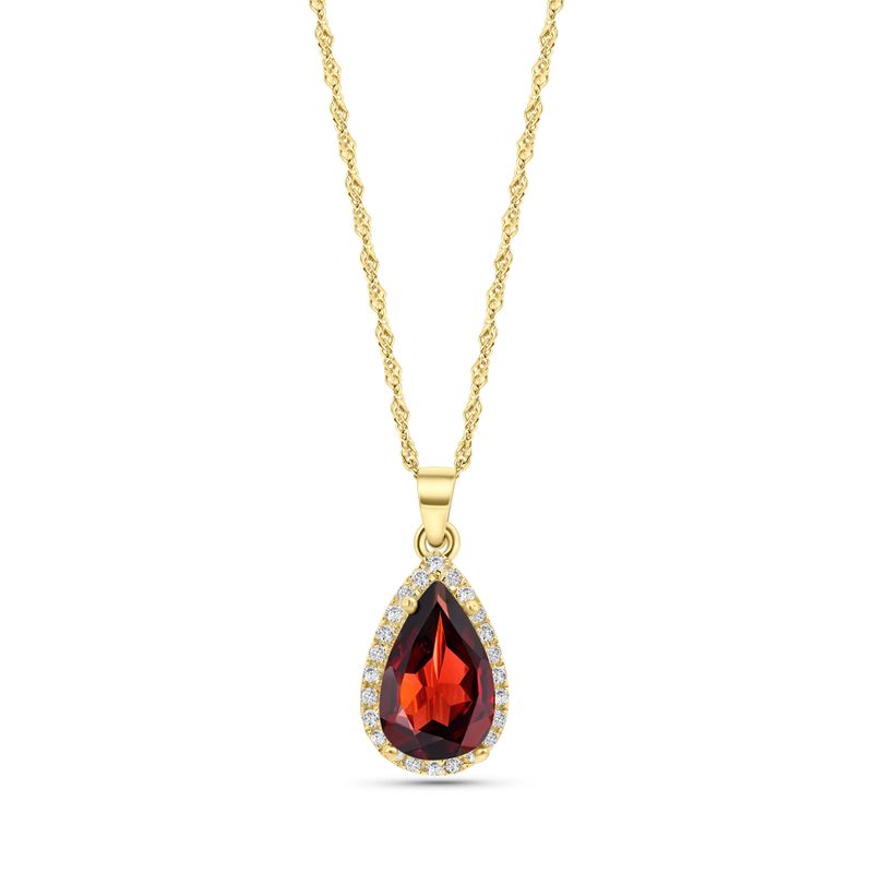 Garnet 14K Gold Pendant Inlay