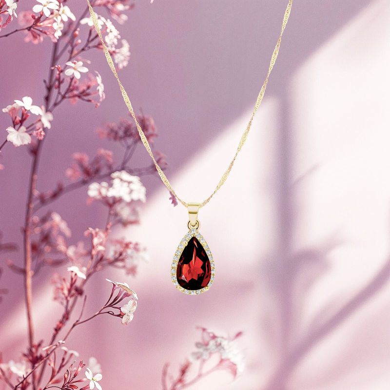 Garnet 14K Gold Pendant Inlay