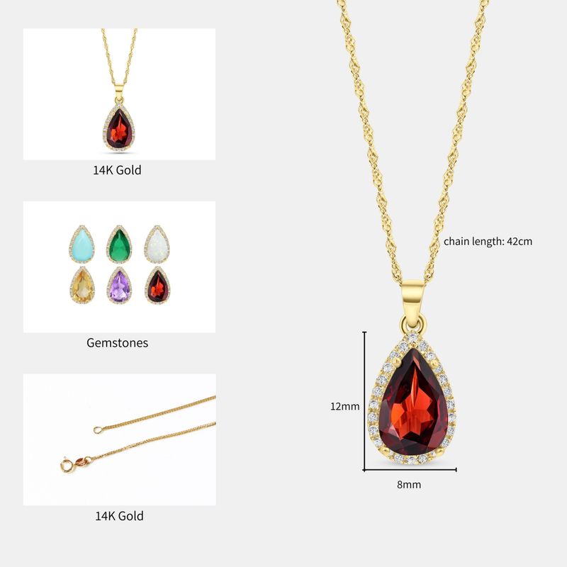 Garnet 14K Gold Pendant Inlay