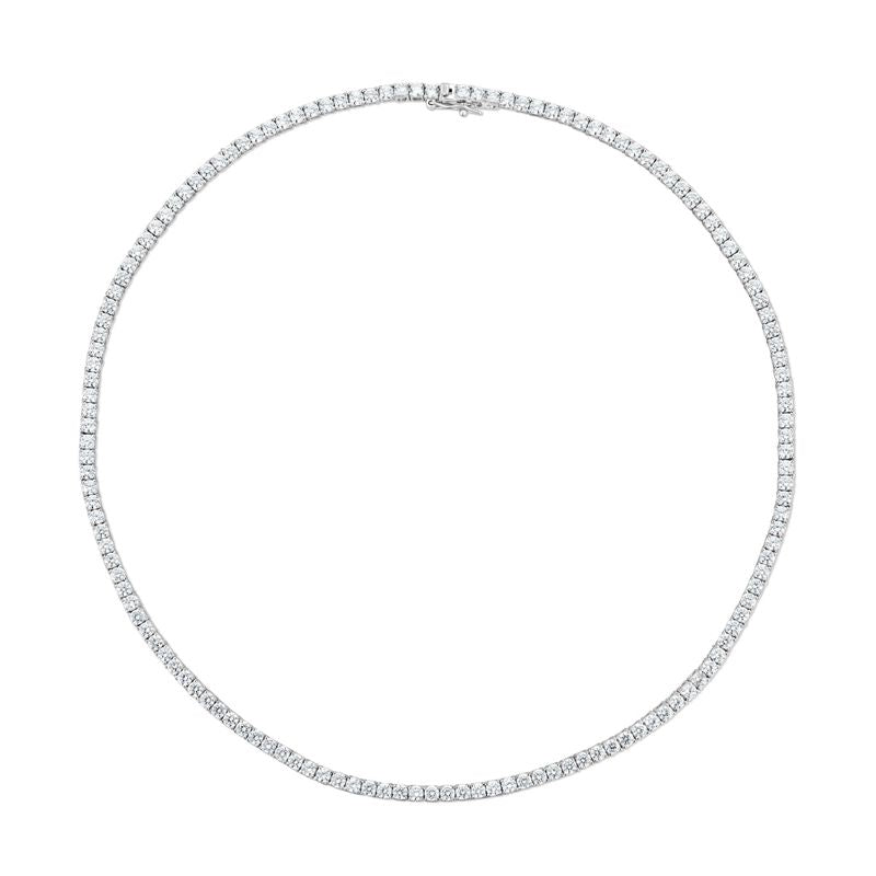 Silver Square Links Necklace with White Zirconia