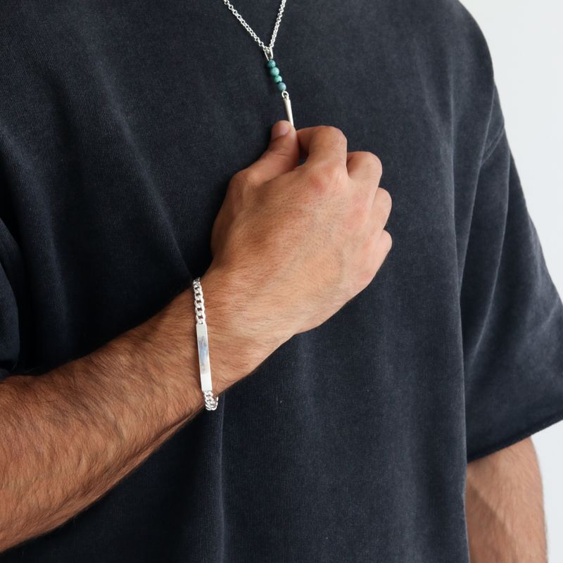 Silver Bracelet with Links and Engraving Plate "May the Lord Bless and Keep You"