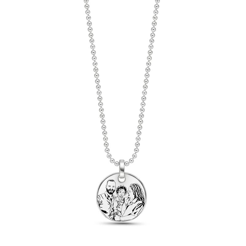 Thin Disk Necklace with Coin Pendant and Israel Engraving