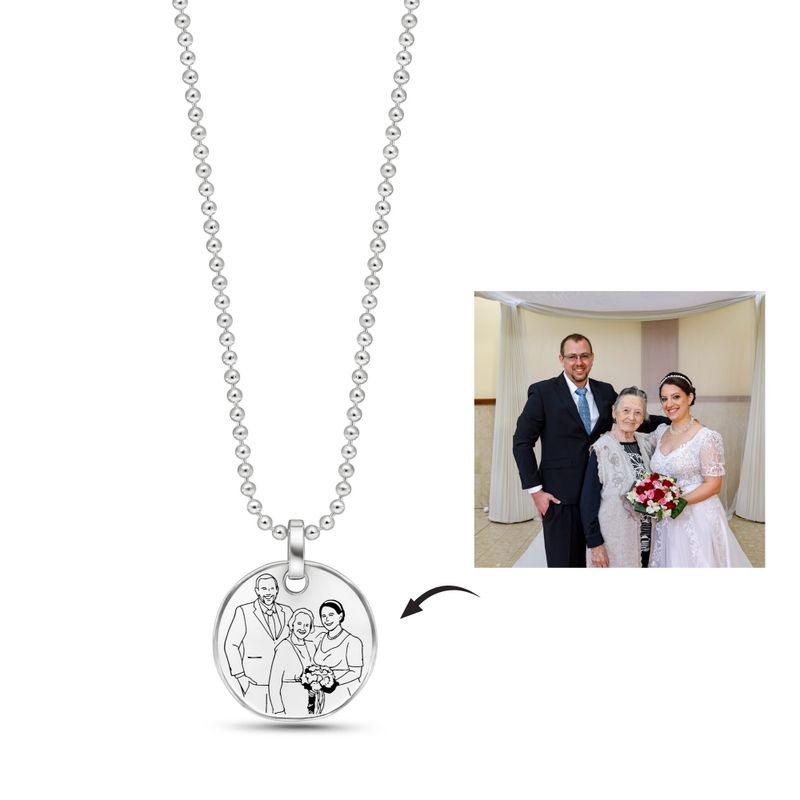 Thin Disk Necklace with Coin Pendant and Israel Engraving