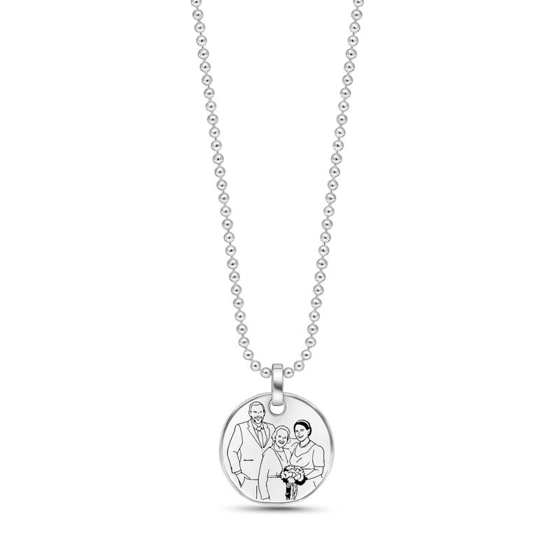 Thin Disk Necklace with Coin Pendant and Israel Engraving