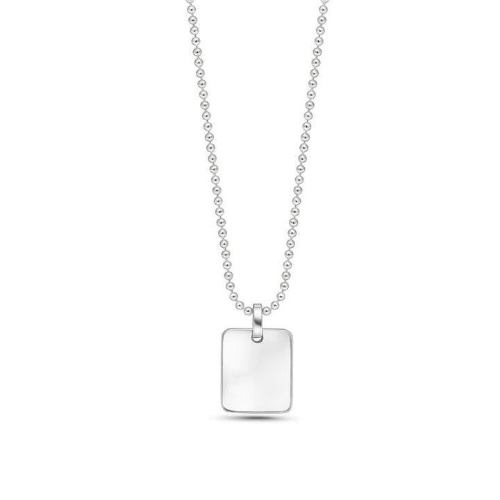 Thin Disk Necklace with Rectangular Pendant and Israel Engraving