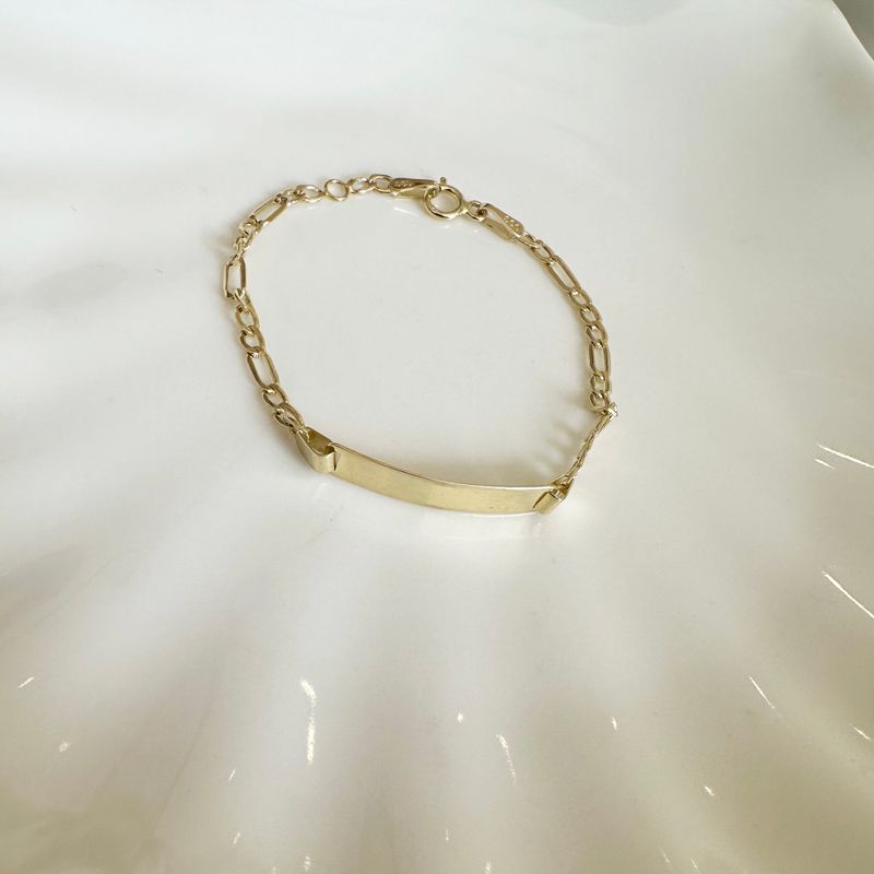 Yellow Gold Bracelet, 14cm, with 2x0.4cm Engraving Plate