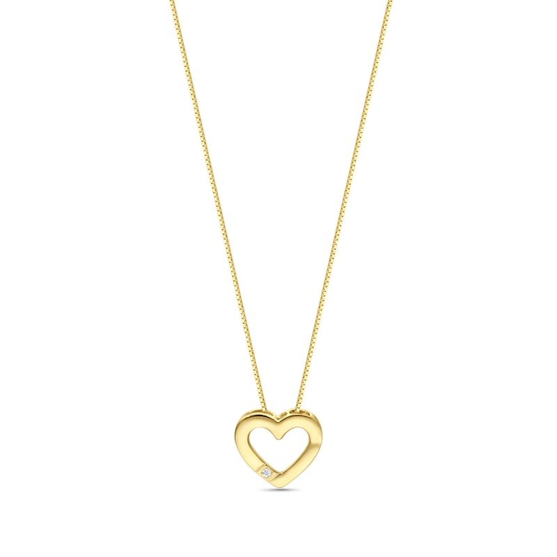 Gold Heart Pendant with 1.5mm Round Facet White Zirconia