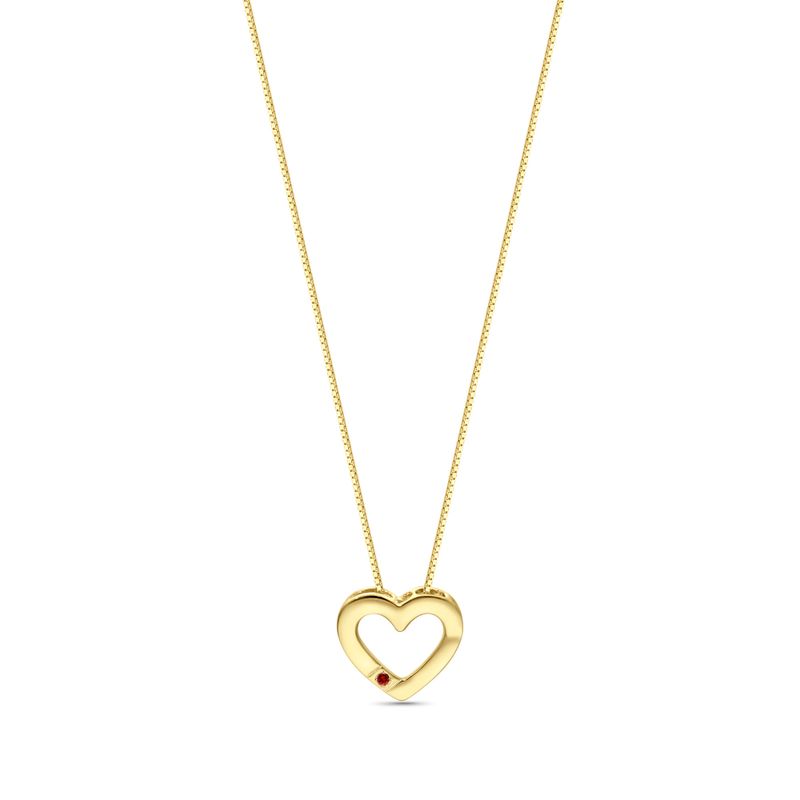 Gold Heart Pendant with 1.5mm Round Facet Garnet