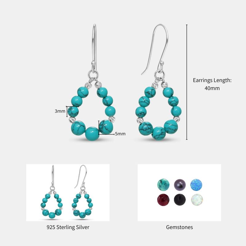 Silver Drop Earrings with Turquoise Teardrop Beads