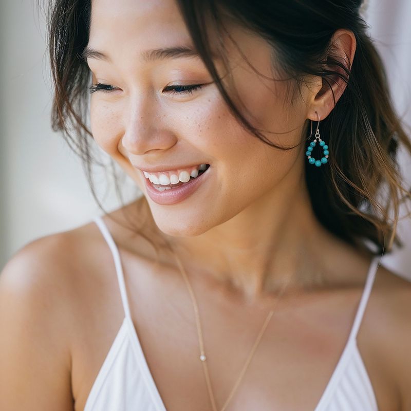 Silver Drop Earrings with Turquoise Teardrop Beads