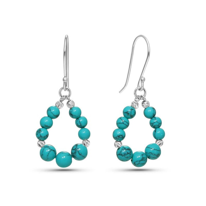 Silver Drop Earrings with Turquoise Teardrop Beads