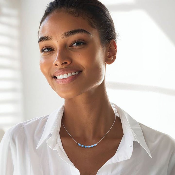 Choker Necklace with Blue Opal Beads