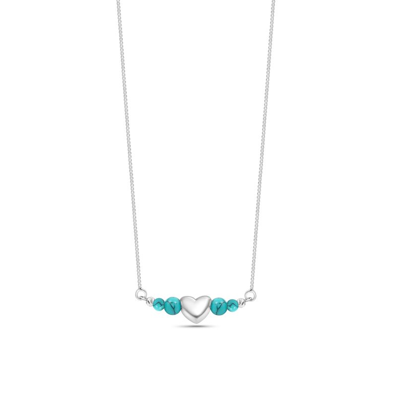 Heart Pendant with Turquoise Beads on a Box Chain