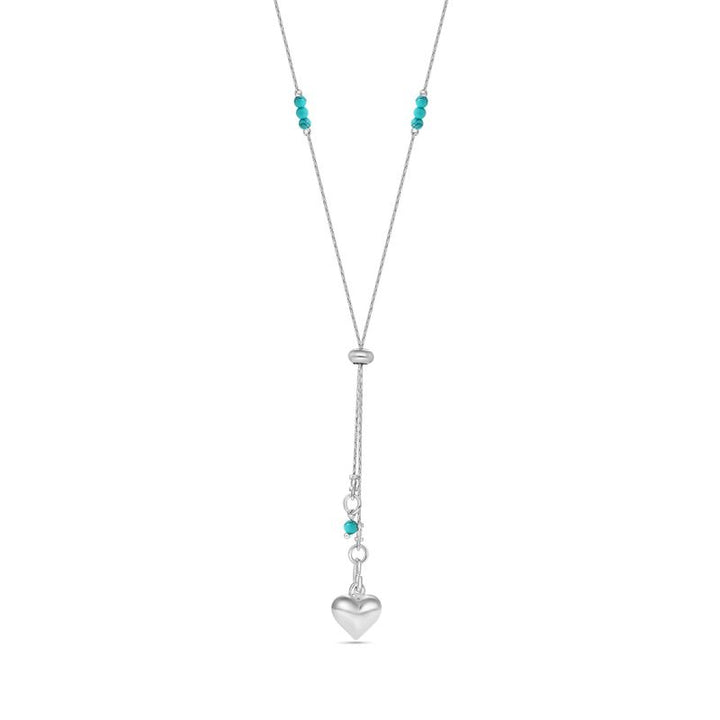 Bow Pendant with Heart Bead and Turquoise Beads