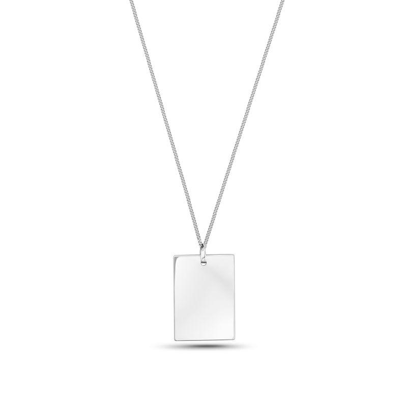 925 Sterling Silver Plain Square Pendant for Engraving