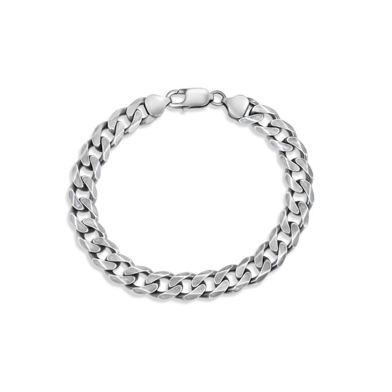 925 Sterling Silver Thick Blackened Square Links Bracelet