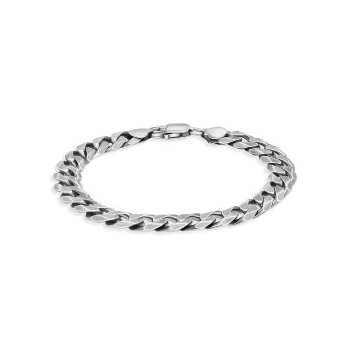 925 Sterling Silver Thick Blackened Square Links Bracelet