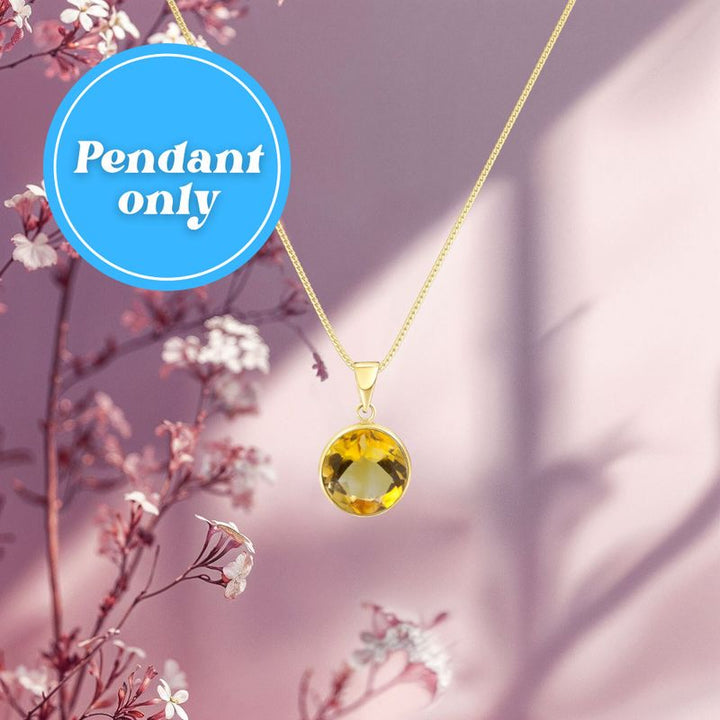 14K Yellow Gold Pendant with 12mm Citrine Cabochon