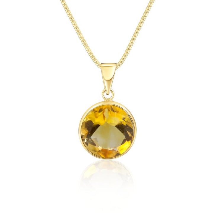 14K Yellow Gold Pendant with 12mm Citrine Cabochon